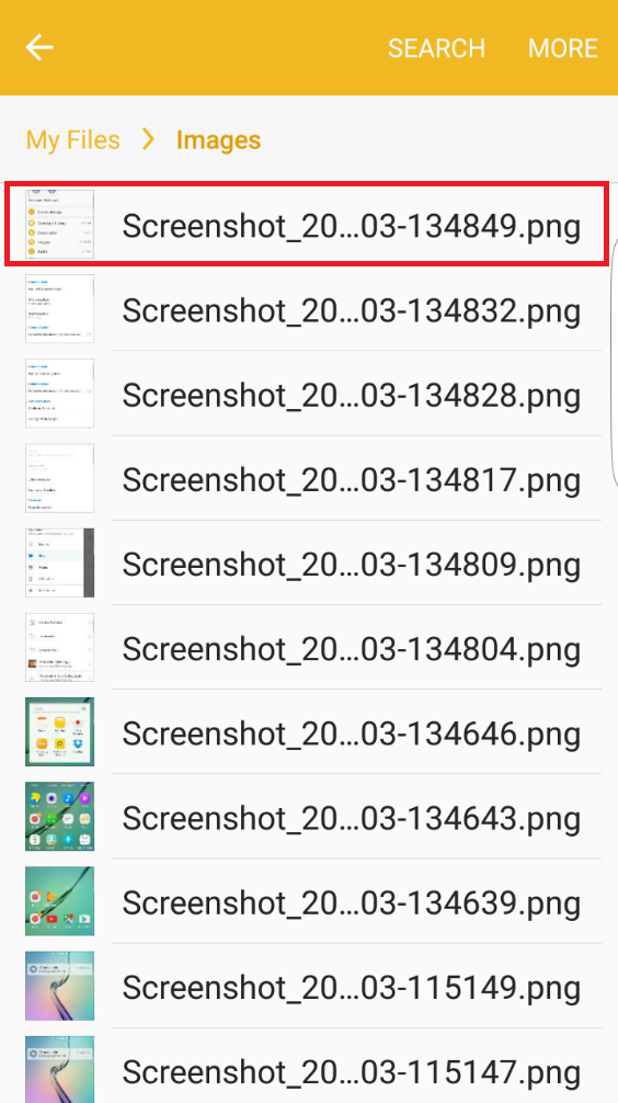 Samsung Galaxy S6 Edge my files choose an image